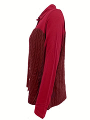  Solid Cable Long Sleeve Button Up Hooded Cardigan