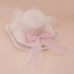 Polyester Sunscreen Mesh Hat Summer Unisex Hat Straw Hat Large Brim Sun Hat