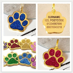 Personalised Glitter Pet ID Name Tag Pendant