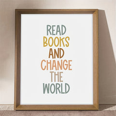 Boho Classroom Poster: Read Books Change World Digital Print