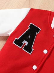 Boys Varsity Jacket Long Sleeve Letter Graphic Baseball Collar Embroidered Block
