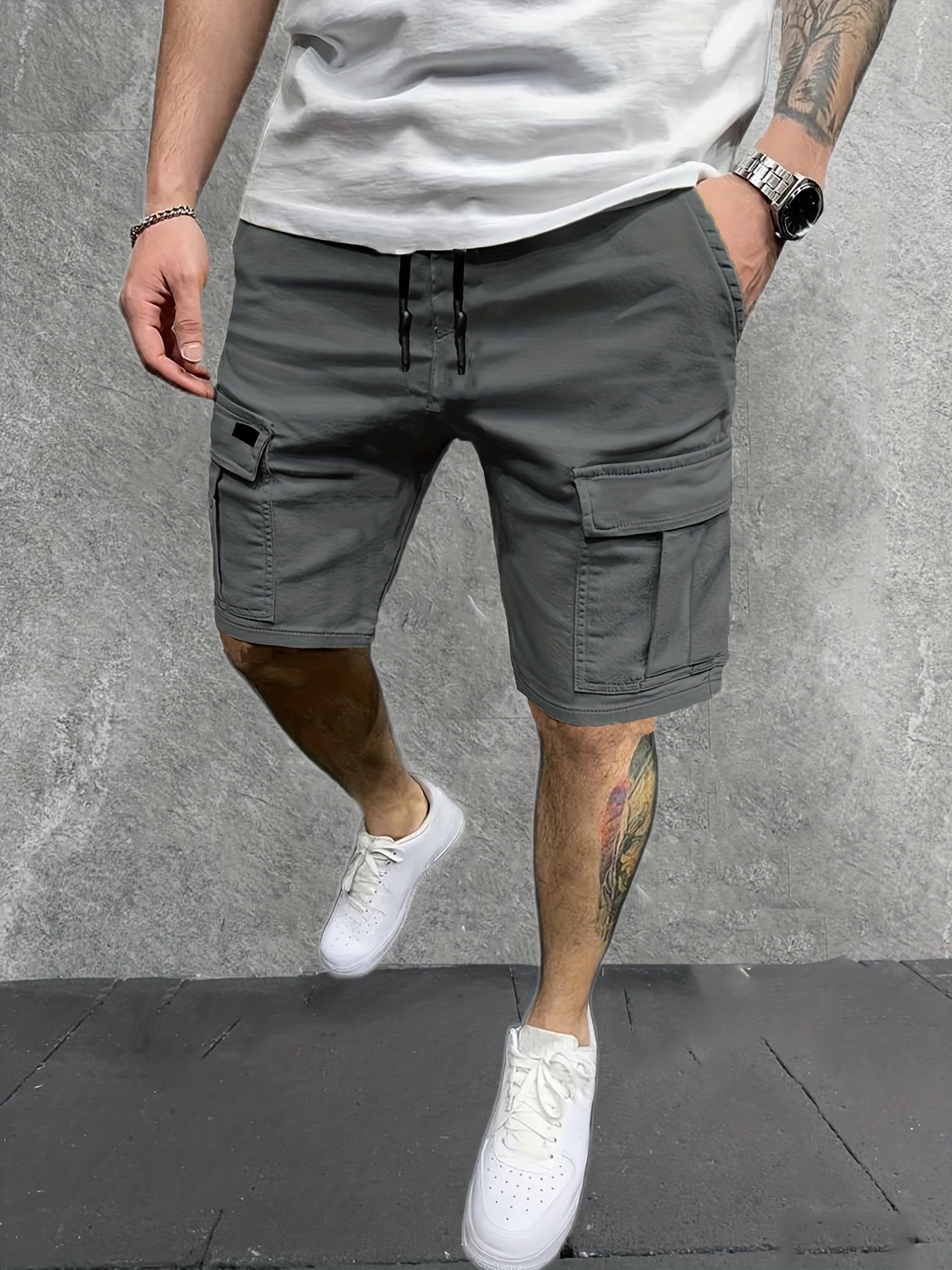 Men's Casual Cargo Shorts Drawstring Waist for Summer