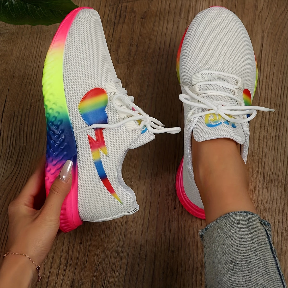 LGBT Pride Month Women's Sports Shoes Lace Up Running Sneakers