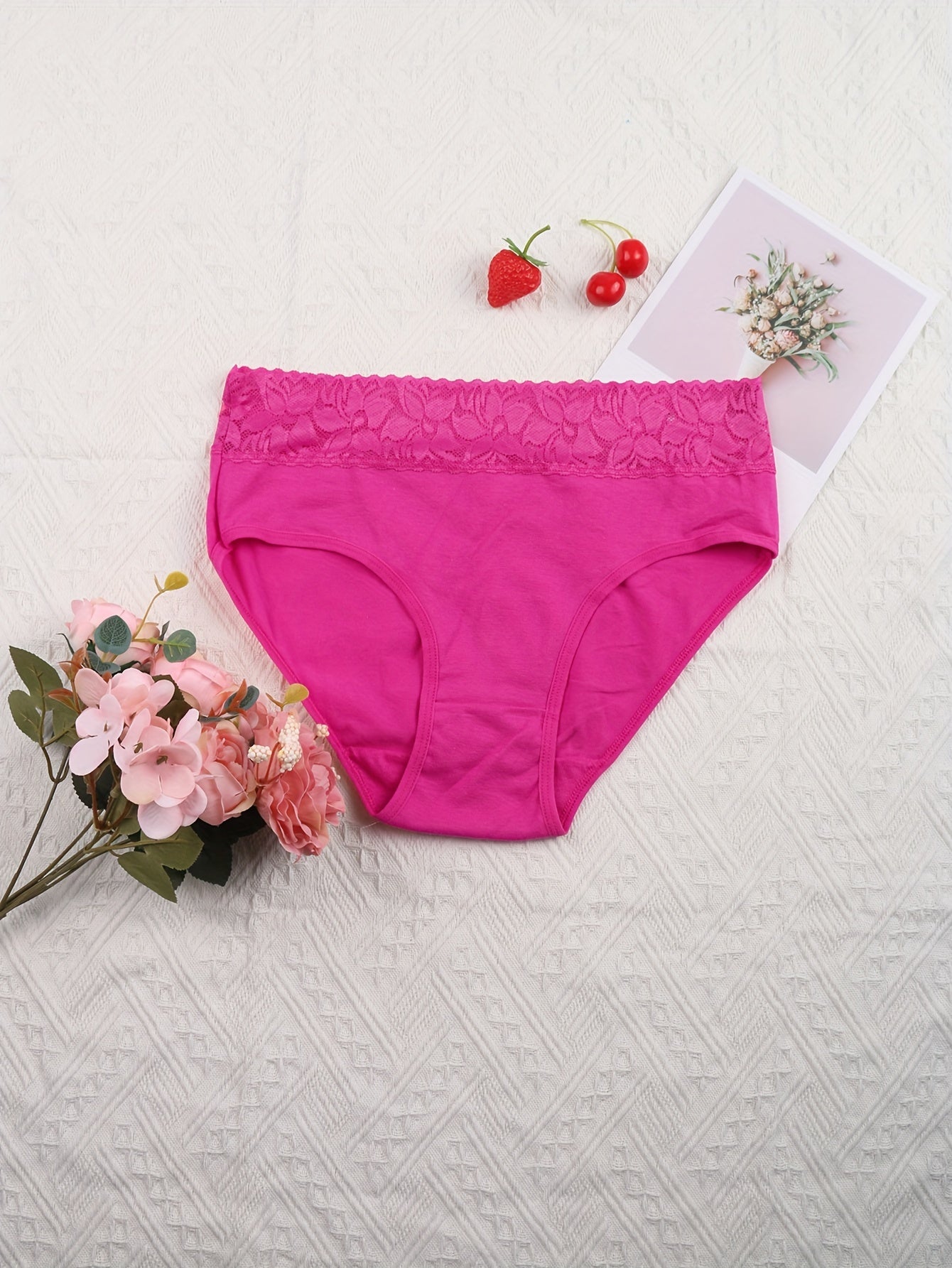 6 Pack Plus Size Lace Mid Rise Stretch Briefs