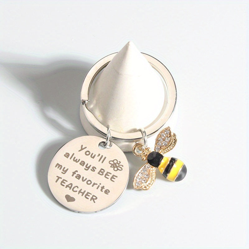 Rhinestone Bee Keychain Metal Key Ring Purse Bag Backpack Charm Gift