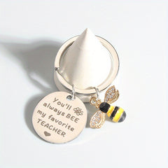 Rhinestone Bee Keychain Metal Key Ring Purse Bag Backpack Charm Gift