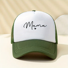 Mama Print Trucker Hat Mesh Breathable Baseball Cap Unisex Sunshade Dad Hats
