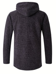 Plush Mid-length Jacket Men's Zip Up Hooded Jacket For Fall Winter