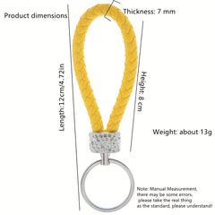 Rhinestone Leather Rope Keychain Ladies Bag Car Key Pendant