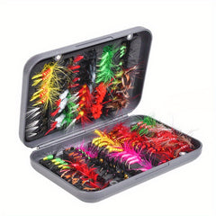 Dry & Wet Floating Fly Fishing Flies Trout & Bass Combo Set with Storage Box
