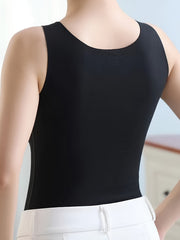 2pcs Seamless Thermal Underwear Soft Crew Neck Sleeveless Top Women's Lingerie