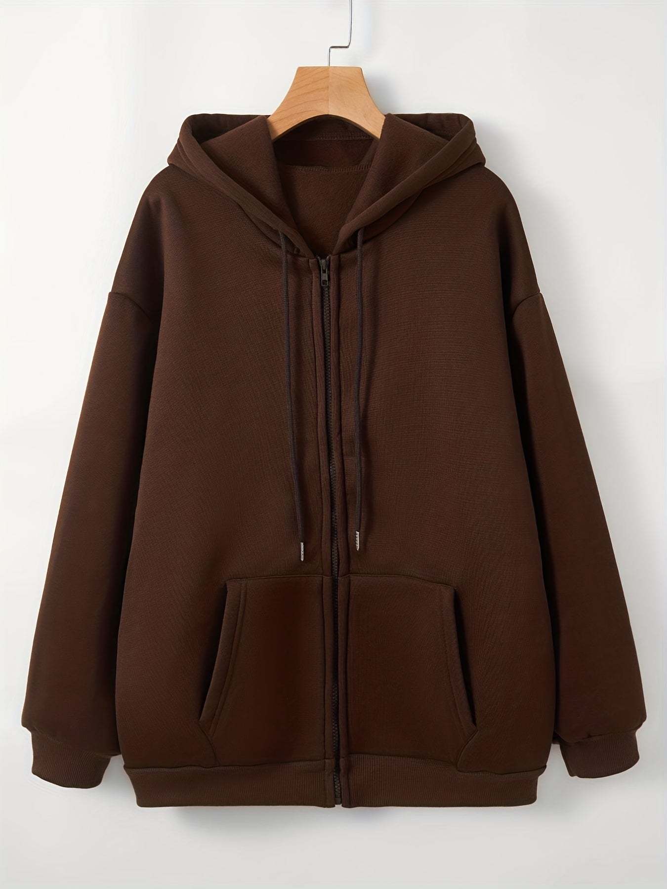 Solid Zip Up Hoodie Long Sleeve Sweatshirt