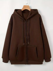 Solid Zip Up Hoodie Long Sleeve Sweatshirt