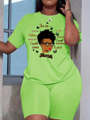 Women's Successful Two Piece Set Casual Short Sleeve T shirt & Biker Shorts