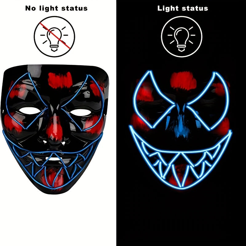 Men's Halloween LED Light Up Neon Glow Mask Evil Glowing Eyes Costume Cosplay