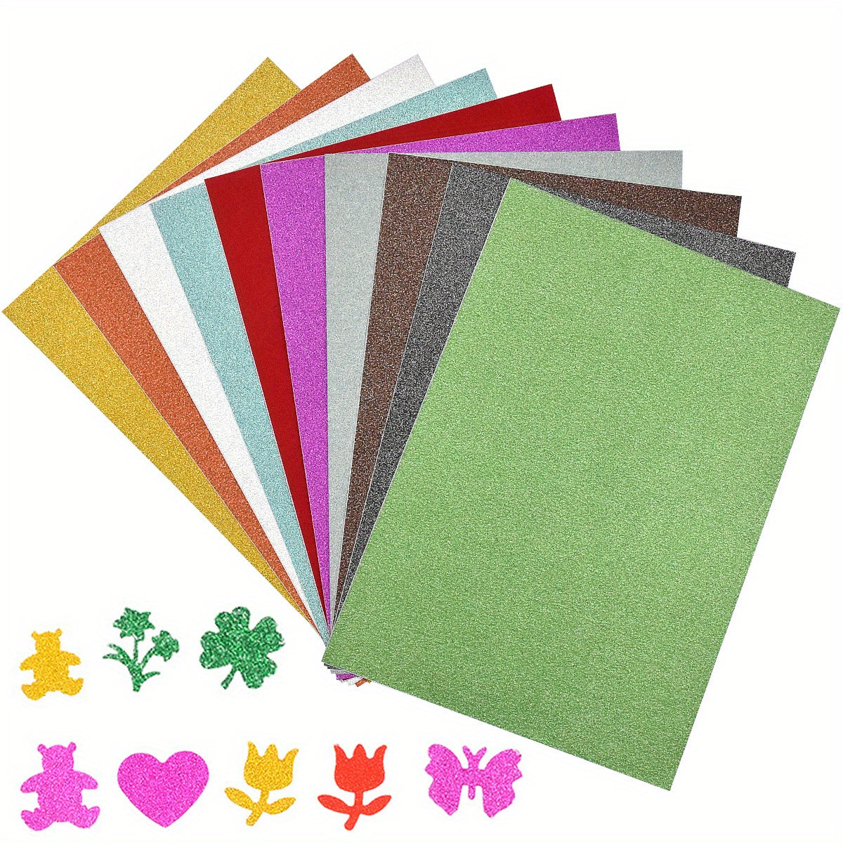 10pcs Glitter Cardstock Paper - Colorful Sparkly Cardstock