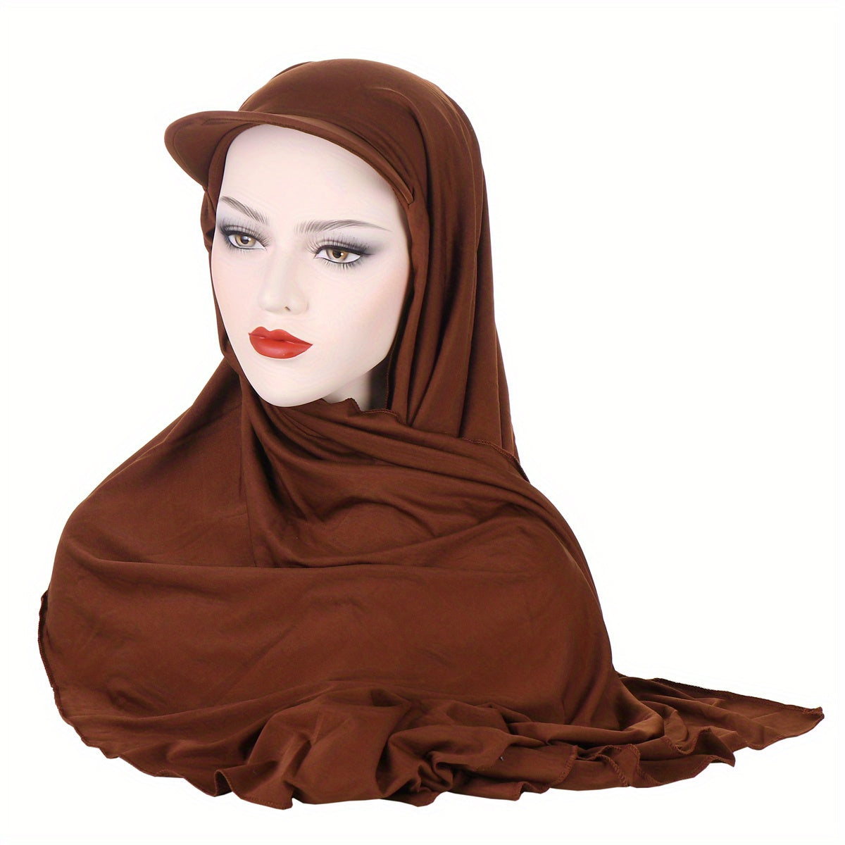 Solid Hijab Baseball Cap Ramadan Head Wraps Elastic Solid Turban Hats With Shawl