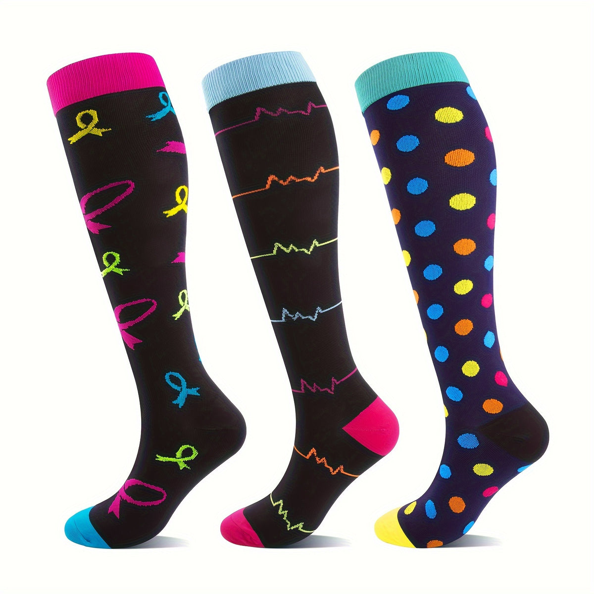 3 Pairs Compression Socks for Women and Men