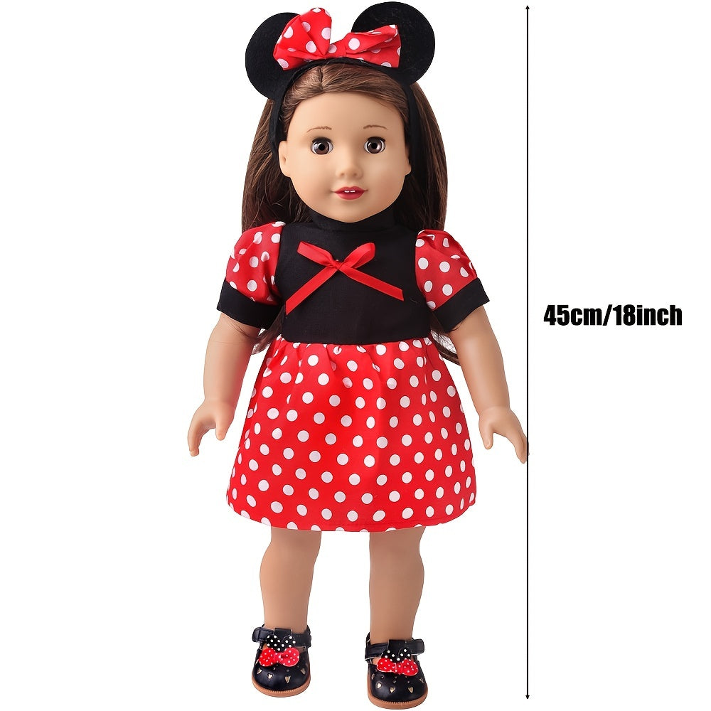 2-Piece Christmas Dress & Hair Band Set for 18-Inch Dolls