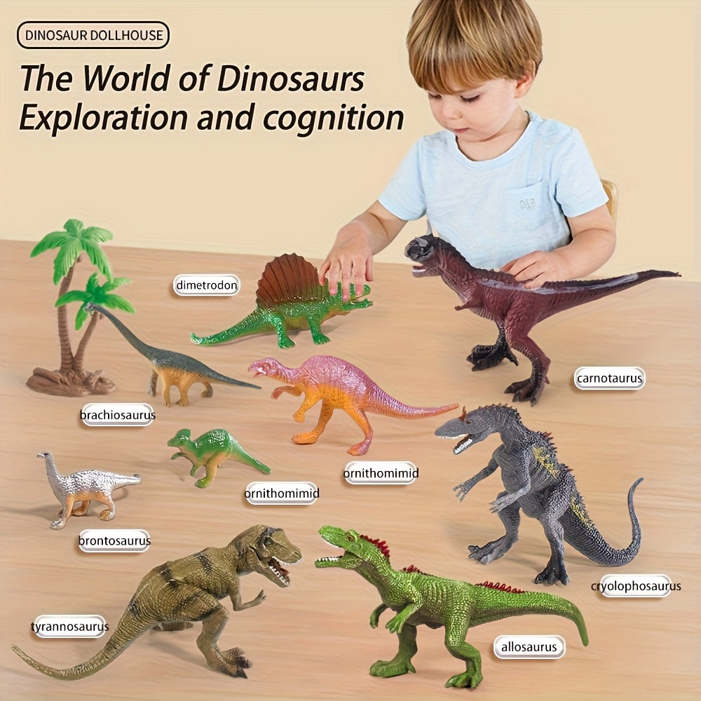 215pcs DIY Dinosaur Toy Set with 2 Story Building & 18 Dinosaurs