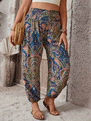 Women's Plus Paisley Print High Rise Tapered Leg Pants