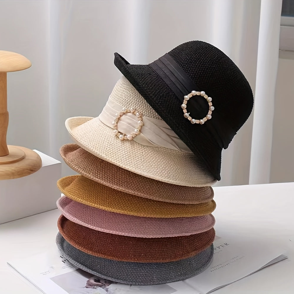 Ribbon Decor Bucket Hat Solid Sun Hat For Women