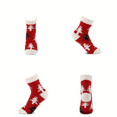 4 Pairs Snowman Print Socks Women's Christmas Crew Stockings