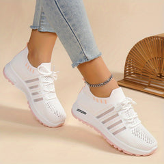 Breathable Lace Up Knitted Casual Sneakers Ultra Light Comfortable Running Sport