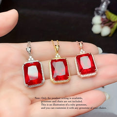 1Pc 925 Sterling Silver Rose Golden/Silvery Rectangle Bezel Settings DIY Pendant
