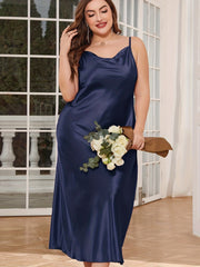  Luxe Satin Cowl Neck Cami Maxi Nightgown