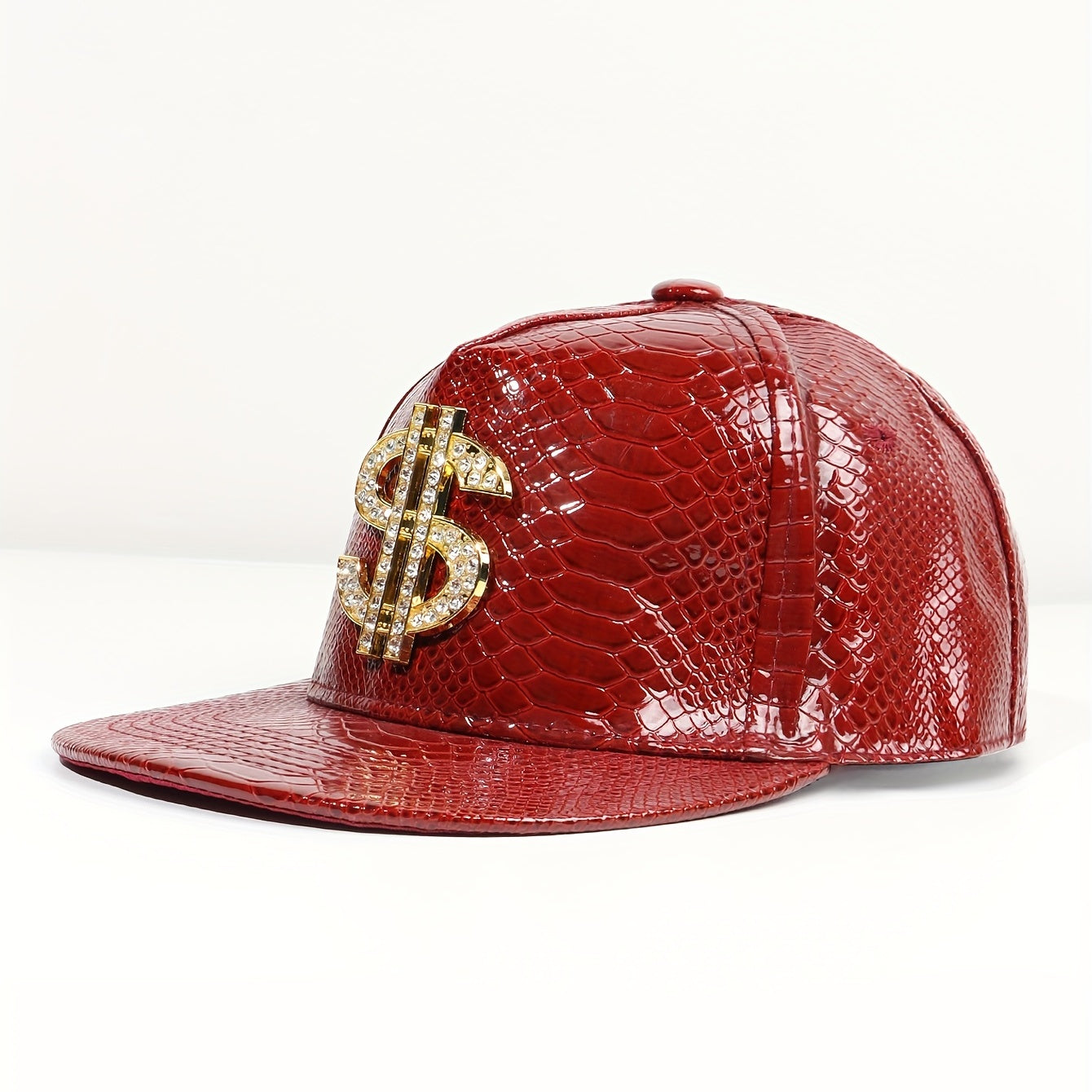 Dollar Label Snapback Hat Crocodile Pattern PU Leather Baseball Cap