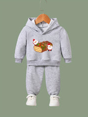 Girls 2pc Bread Pattern Hooded Sweatshirt & Sweatpants Set