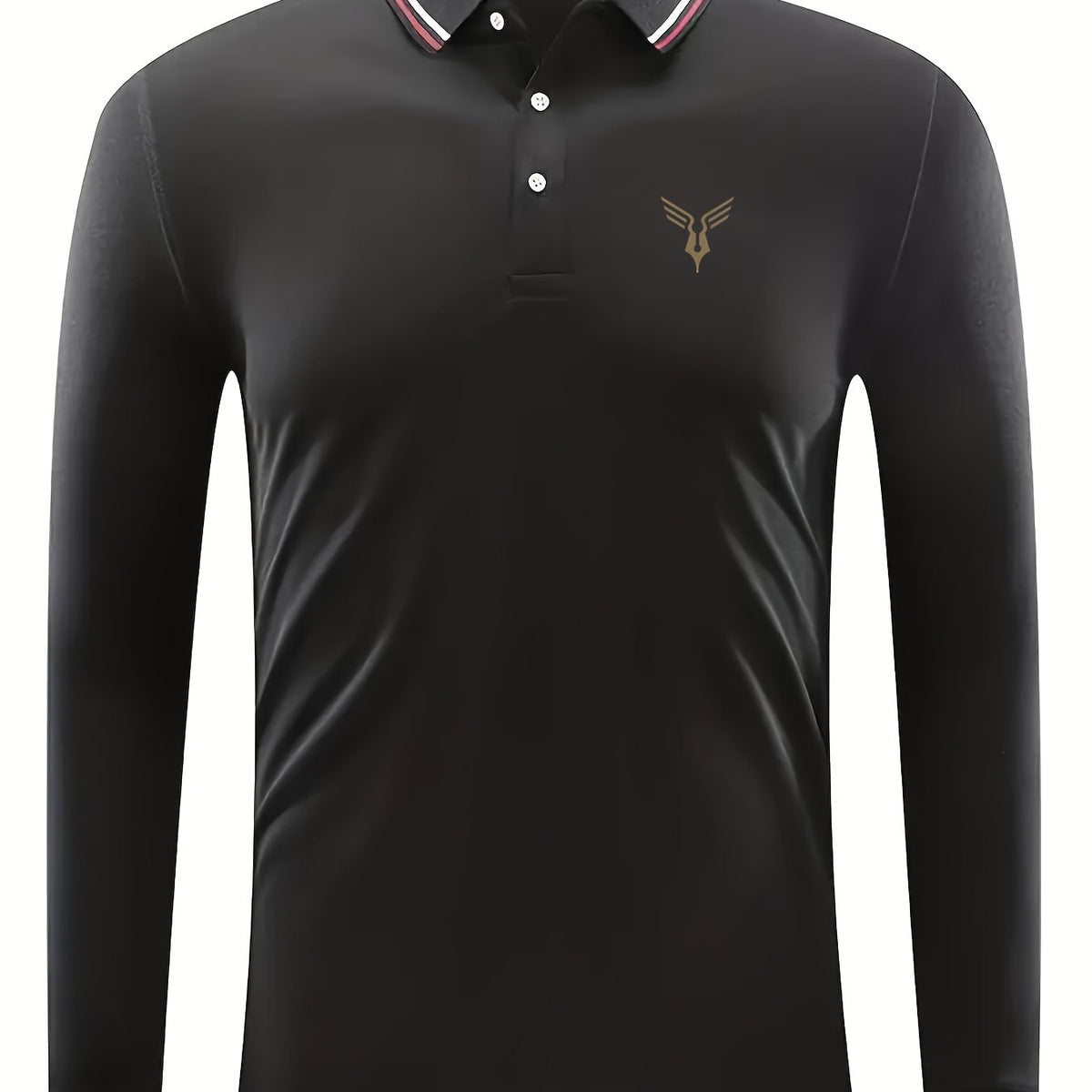 Men's Nib Print Golf Shirt Long Sleeve Collared Business Casual Moisture Wicking