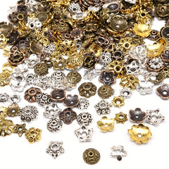 100pcs Antique Silver Bead Hats with Flower Bead Hats DIY Accessorie
