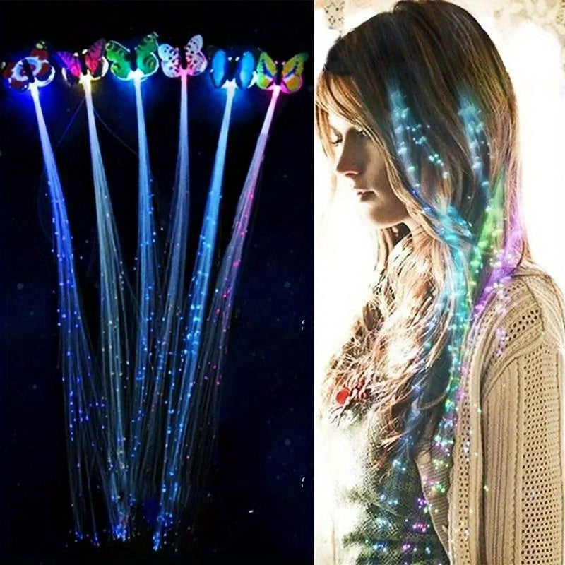 2pcs Butterfly LED Glitter Hair Braid Luminous Hairpin Hair Accessories Girls