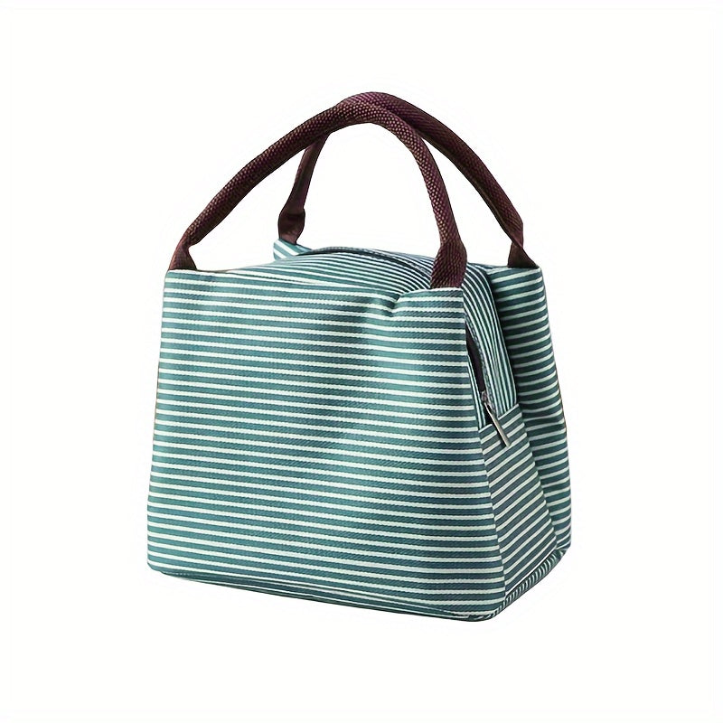 Portable Striped Insulated Bag for Office School Picnic