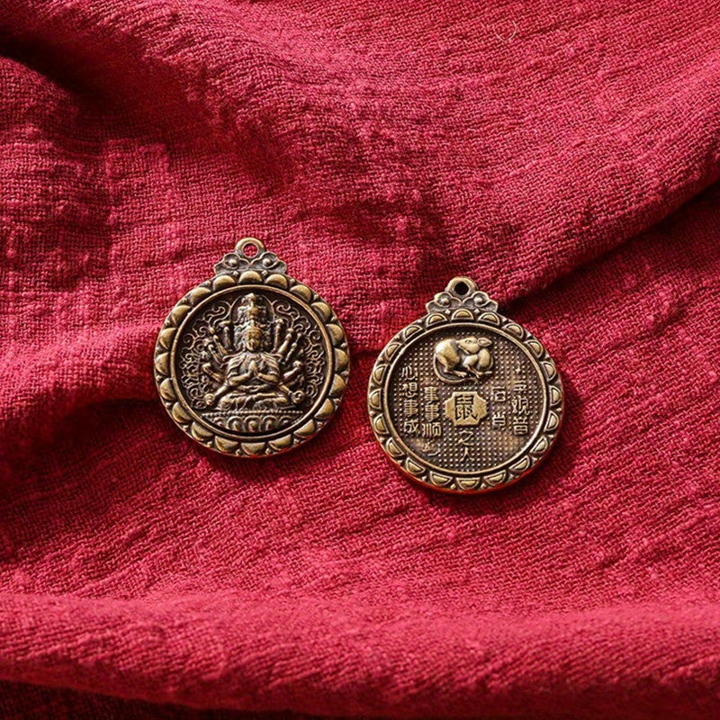1pc Brass 12 Zodiac Buddha Charms DIY Earrings Bracelets