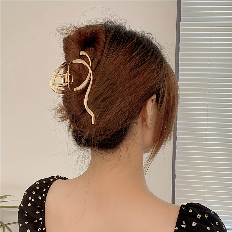 Golden Bowknot Hair Claw Clip Strong Grip Thick Hair Accessories