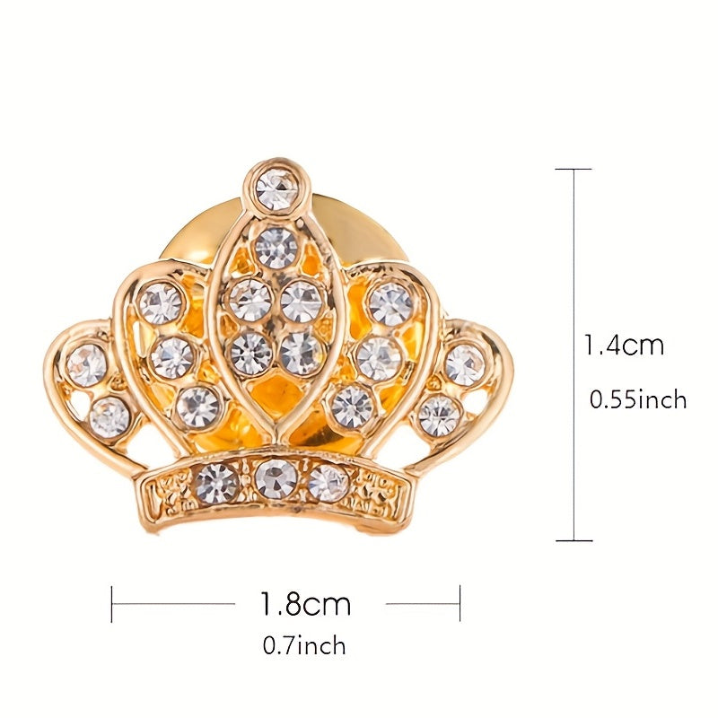 Fashionable Diamond Horse Needle Crown Brooch for Men's Suits Shirts