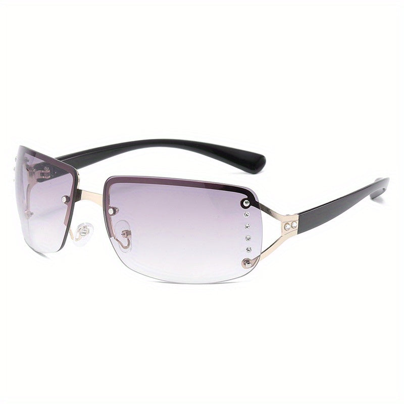 Y2K Wrap Around Sunglasses Unisex Punk Rivet Decor Glasses UV400