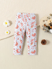 2pcs Butterfly & Flowers Print Leggings Set For Toddler Girls