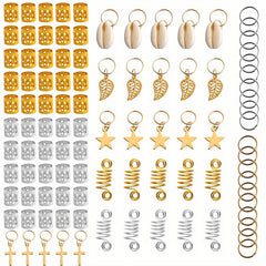170pcs Hair Braid Dreadlock Beads Cuffs Clips Spiral Braid Hair Extension