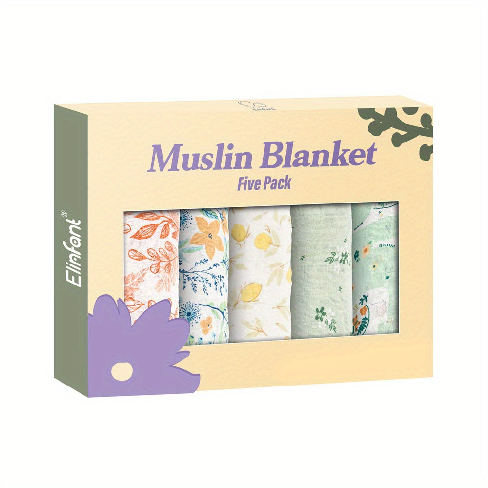 5Pcs Orange Rainbow Moon Baby Bibs Muslin Burp Cloth