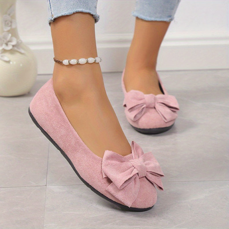 Women's Bowknot Ballet Flats Soft Sole Slip On Shoes