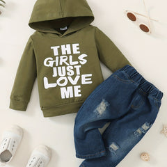 Baby Boys Hooded Top Ripped Jeans Set