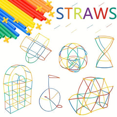 100pcs Straw Building Toys Splicing Building 4D Holiday Homemade Mixed Colors