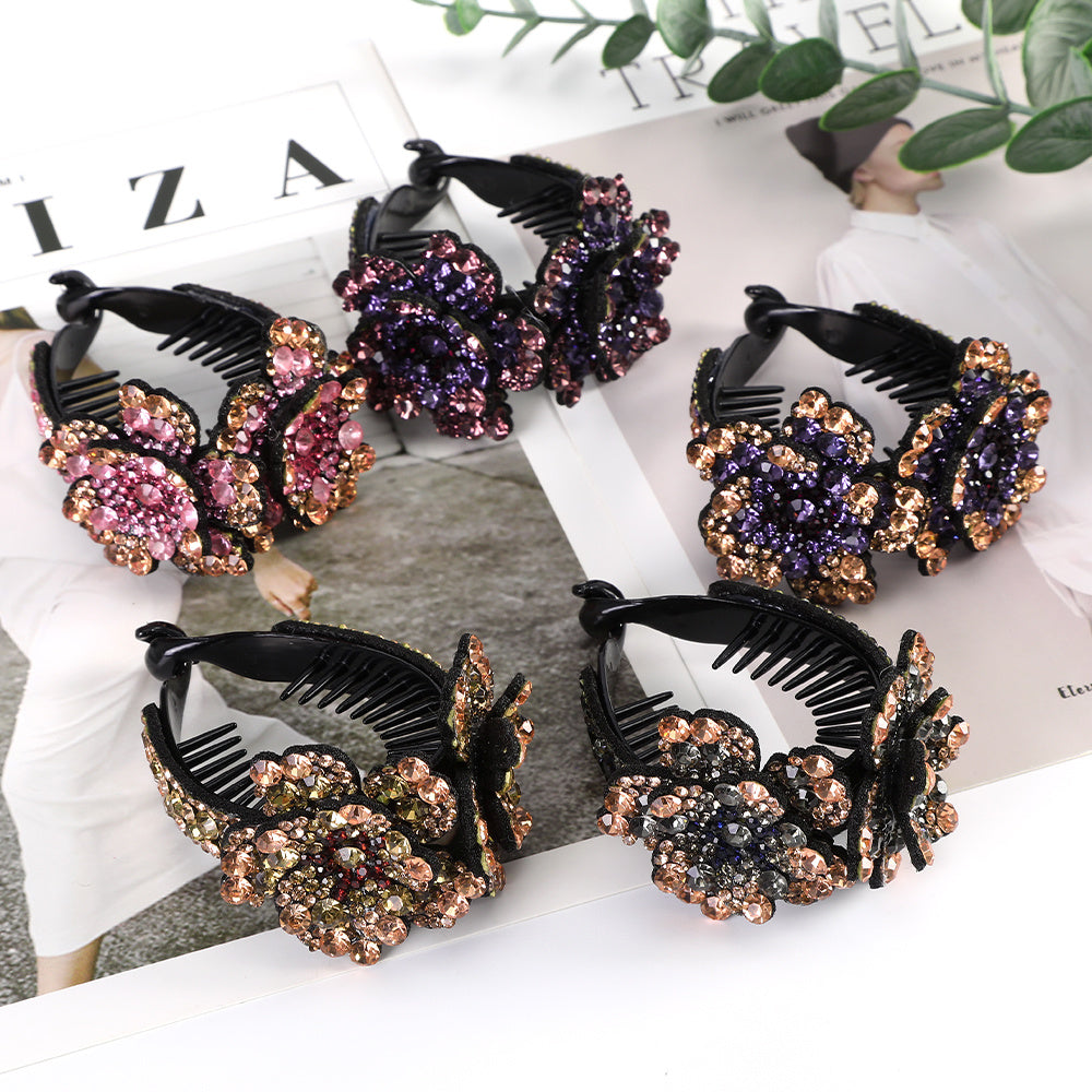Rhinestone Flower Hair Clip for Women Birthday