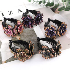 Rhinestone Flower Hair Clip for Women Birthday
