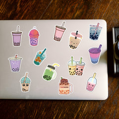 Charming Pearl Tea Sticker Girls' Heart Graffiti Water Resistant
