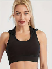 Wireless Sports Bra Hooded Running Tank Top